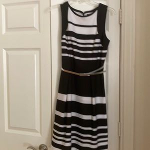 Black and white striped dress